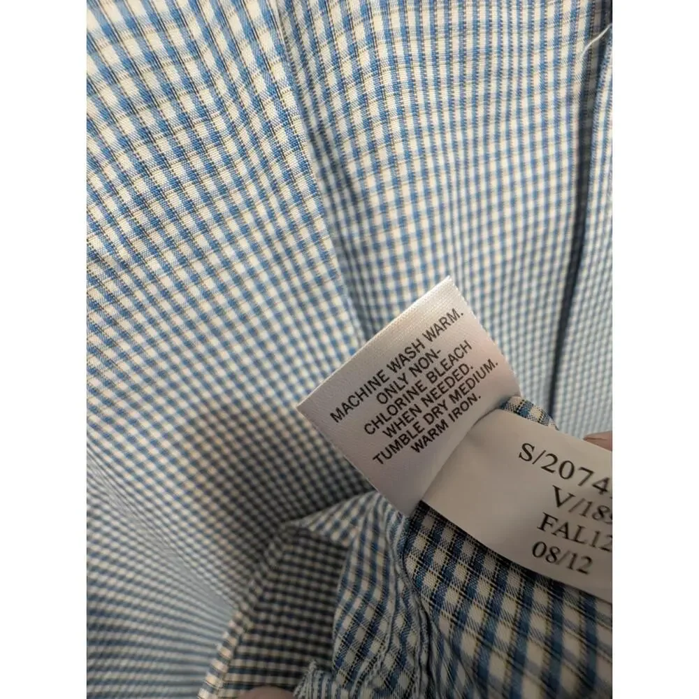 Banana Republic Slim Fit Men's Long Sleeve Dress Shirt Size XXL Blue White Plaid